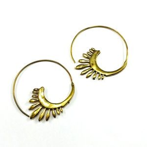 Spiral GOLD Color BRASS Hoop Earrings Boho Chic